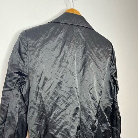 Apanage Women's Size 8 38 Vintage Satin Long Sleeve Blazer Suit Solid Black - Picture 5 of 16